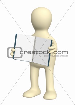 3d puppet with a notebook
