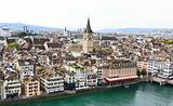 The aerial view of Zurich cityscape