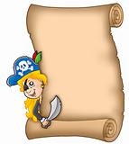 Parchment with lurking pirate girl