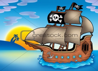 Pirate ship on sea