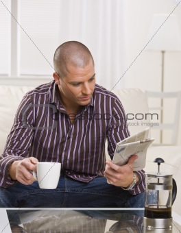 Man Reading Paper - Vertical