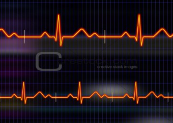Cardiogram illustration with grid background