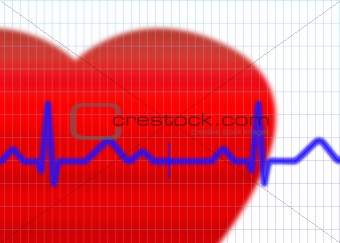 Cardiogram illustration with grid background