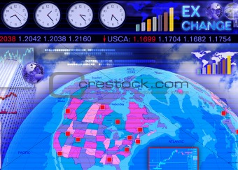 Abstract business concept: foreign currency exchange market scene