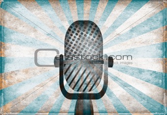 Retro microphone against vintage stylized background
