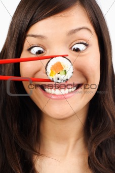 funny sushi woman