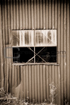 old rusty tin shed 