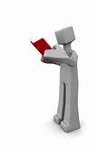 3d man reading a read book isolated