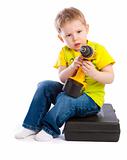 Boy with electric screwdriver