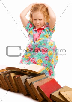 Girl looking at books