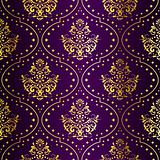 Intricate Gold-on-Purple seamless sari pattern