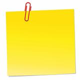 Yellow note with red paper clip