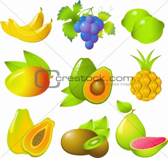 Set of exotic fruits