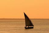 Mozambican dhow at sunset