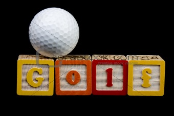 golf ball and spelled out