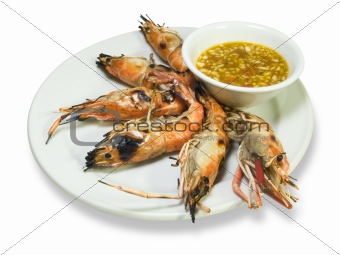 Isolated Grilled Prawns