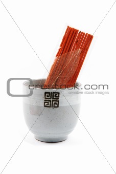Incense sticks isolated on white
