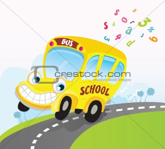 Yellow school bus on road