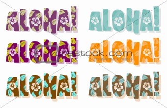 Vector illustration of aloha word in different colors 
