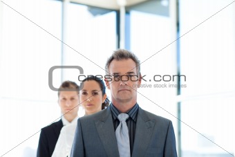 Manager leading a business team