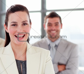 Attractive businesswoman with a colleague