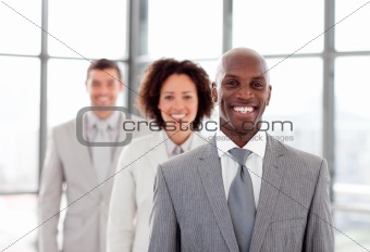 African businessman smiling at the camera