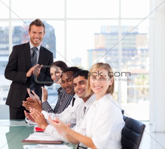 Businessman having success in a meeting