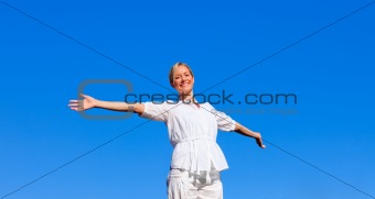 Young  woman feeling free