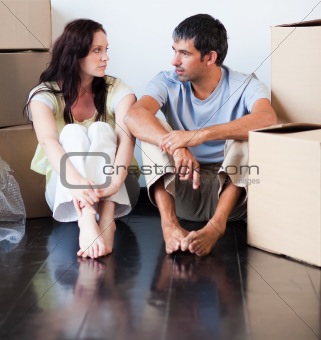 Couple talking about thir new house