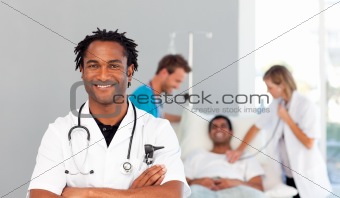 African doctor smiling at the camera