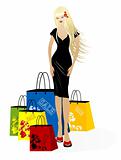 Beautiful young blond girl with shopping