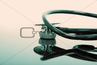 part of stethoscope with reflection 