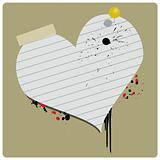 Grungy Valentine Paper Heart Vector Banner