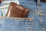 Jeans pocket with money