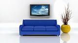 3d render of sofa and tv