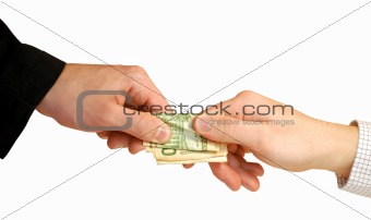 Two hands with dollars