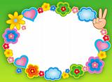 Round hippie frame with flowers