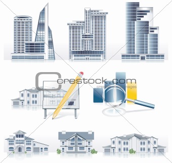 Vector detailed architecture icon set