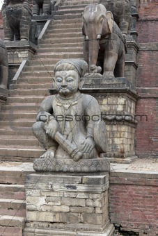 Statue Guarding A Hindu Temple