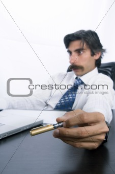 Businessman concentrating on his job