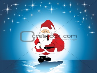 ilustration of santa claus with his gift bag