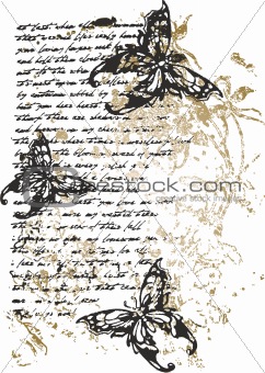 Flower butterfly writing illustration