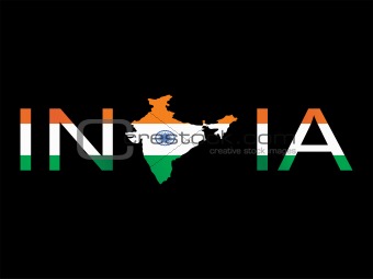 india isolated on black, vector