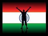 indian flag and man showing love for his country, vector