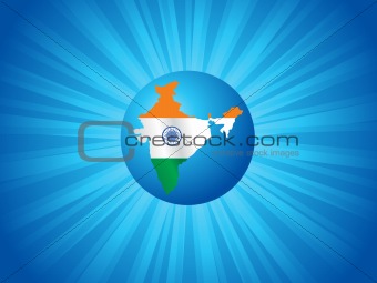 indian flag in map shape, blue vector