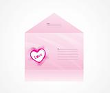 pink envelope with heart logo, illustration