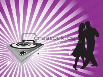 purple wallpaper of dancing couple and turntable