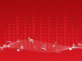 red musical background with music waves, wallpaper