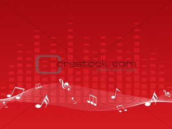 red musical background with music waves, wallpaper