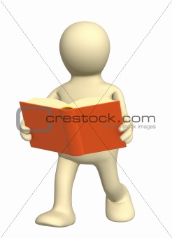 3d puppet, reading the book on the move
